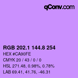 カラーコード: RGB 202.1 144.8 254 | qconv.com