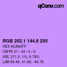 カラーコード: RGB 202.1 144.8 255 | qconv.com