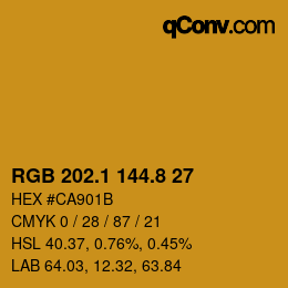 カラーコード: RGB 202.1 144.8 27 | qconv.com
