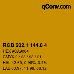 カラーコード: RGB 202.1 144.8 4 | qconv.com