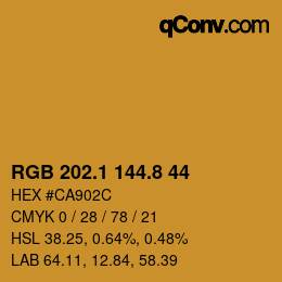 Color code: RGB 202.1 144.8 44 | qconv.com