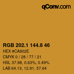 Color code: RGB 202.1 144.8 46 | qconv.com