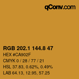 Color code: RGB 202.1 144.8 47 | qconv.com