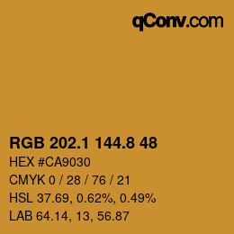 カラーコード: RGB 202.1 144.8 48 | qconv.com