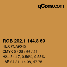 Color code: RGB 202.1 144.8 69 | qconv.com