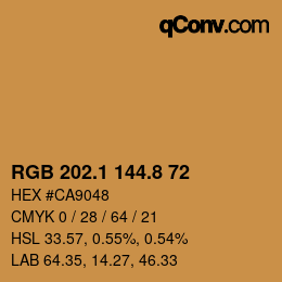 Color code: RGB 202.1 144.8 72 | qconv.com