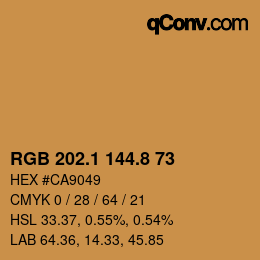 Color code: RGB 202.1 144.8 73 | qconv.com