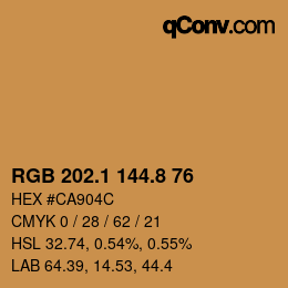 Color code: RGB 202.1 144.8 76 | qconv.com