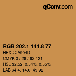 カラーコード: RGB 202.1 144.8 77 | qconv.com
