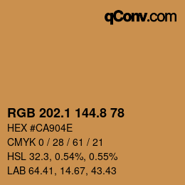 Color code: RGB 202.1 144.8 78 | qconv.com