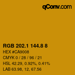カラーコード: RGB 202.1 144.8 8 | qconv.com
