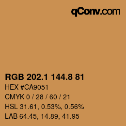 Color code: RGB 202.1 144.8 81 | qconv.com