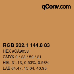 Color code: RGB 202.1 144.8 83 | qconv.com