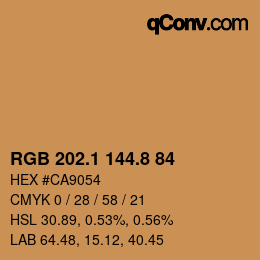 Color code: RGB 202.1 144.8 84 | qconv.com