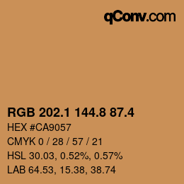カラーコード: RGB 202.1 144.8 87.4 | qconv.com