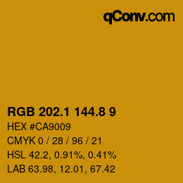 カラーコード: RGB 202.1 144.8 9 | qconv.com