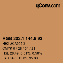 カラーコード: RGB 202.1 144.8 93 | qconv.com