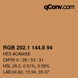 Color code: RGB 202.1 144.8 94 | qconv.com