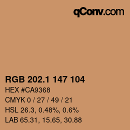 カラーコード: RGB 202.1 147 104 | qconv.com