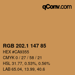 カラーコード: RGB 202.1 147 85 | qconv.com