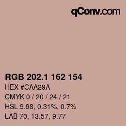 カラーコード: RGB 202.1 162 154 | qconv.com