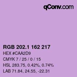 カラーコード: RGB 202.1 162 217 | qconv.com