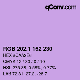 カラーコード: RGB 202.1 162 230 | qconv.com