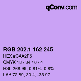 カラーコード: RGB 202.1 162 245 | qconv.com