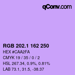 カラーコード: RGB 202.1 162 250 | qconv.com