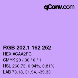 カラーコード: RGB 202.1 162 252 | qconv.com