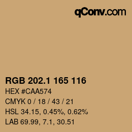 カラーコード: RGB 202.1 165 116 | qconv.com