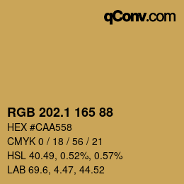 カラーコード: RGB 202.1 165 88 | qconv.com