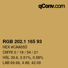 カラーコード: RGB 202.1 165 93 | qconv.com