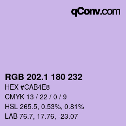 カラーコード: RGB 202.1 180 232 | qconv.com