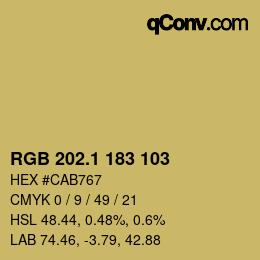 カラーコード: RGB 202.1 183 103 | qconv.com