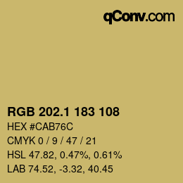 カラーコード: RGB 202.1 183 108 | qconv.com