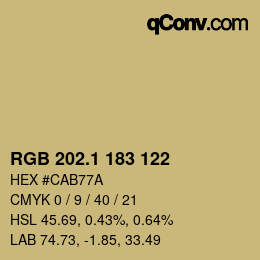 カラーコード: RGB 202.1 183 122 | qconv.com