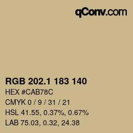 カラーコード: RGB 202.1 183 140 | qconv.com