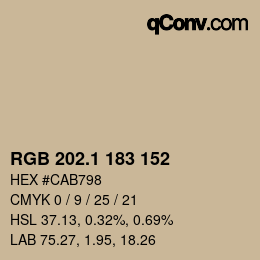 カラーコード: RGB 202.1 183 152 | qconv.com