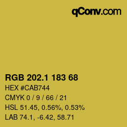 カラーコード: RGB 202.1 183 68 | qconv.com