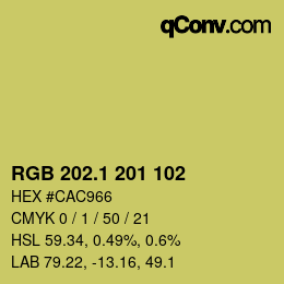 カラーコード: RGB 202.1 201 102 | qconv.com