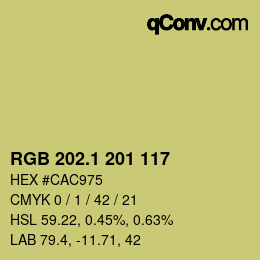 カラーコード: RGB 202.1 201 117 | qconv.com