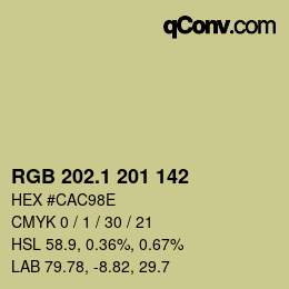 カラーコード: RGB 202.1 201 142 | qconv.com