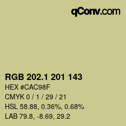カラーコード: RGB 202.1 201 143 | qconv.com