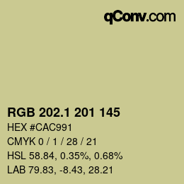 カラーコード: RGB 202.1 201 145 | qconv.com
