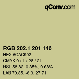 カラーコード: RGB 202.1 201 146 | qconv.com