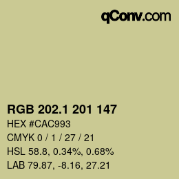 カラーコード: RGB 202.1 201 147 | qconv.com