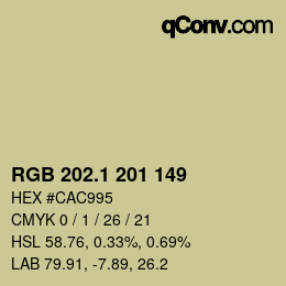 カラーコード: RGB 202.1 201 149 | qconv.com