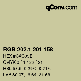 カラーコード: RGB 202.1 201 158 | qconv.com