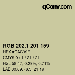 カラーコード: RGB 202.1 201 159 | qconv.com